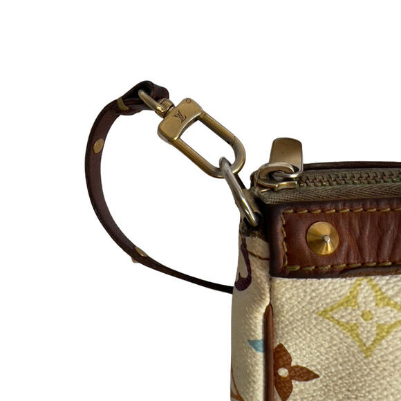 Louis Vuitton Murakami Pochette Baguette White Leather w/Multicolor LV Monogram - Picture 9 of 13